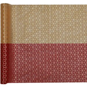 Red Terracotta/Gold Geometric table runner 45mm x 3m